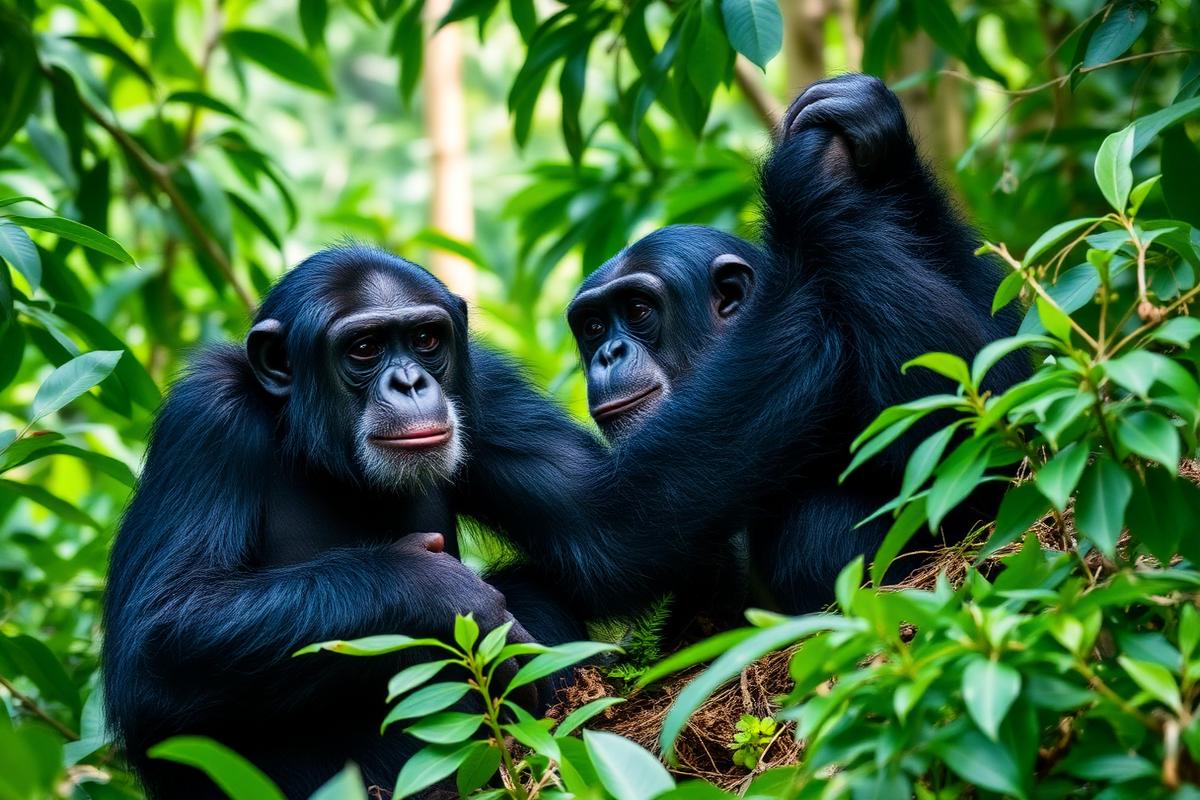 Wild chimpanzees in Kibale National Park, Uganda